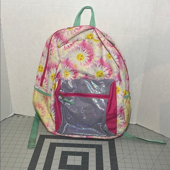 Colorful Tie-Dye Backpack with Smiley Faces - Picture 1 of 9
